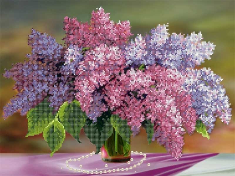 Photo Beadwork Pattern Pictures Beaded S-182 Lilac Bouquet
