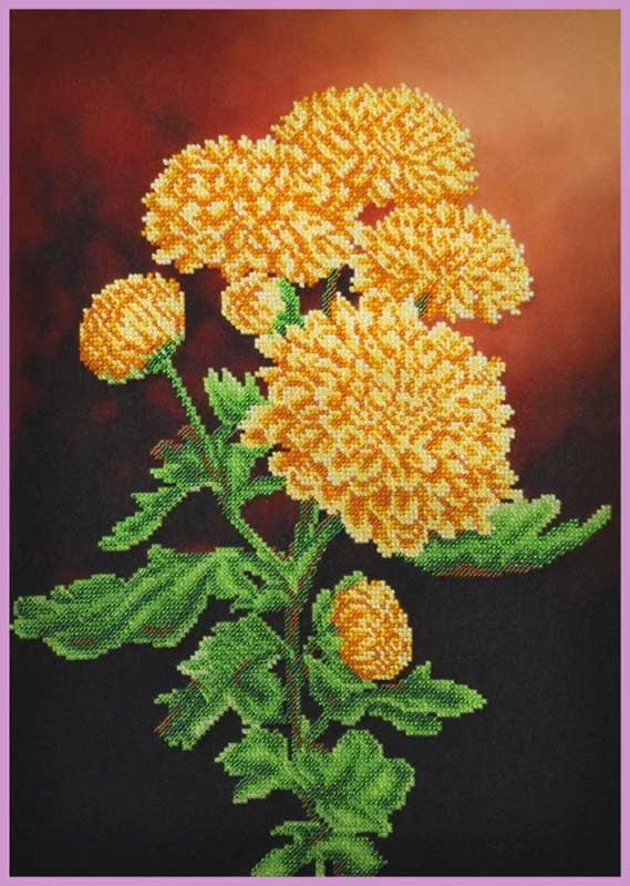 Фото Схема для вишивки бісером Картини Бісером S-235 Гілка жовтих хризантем
