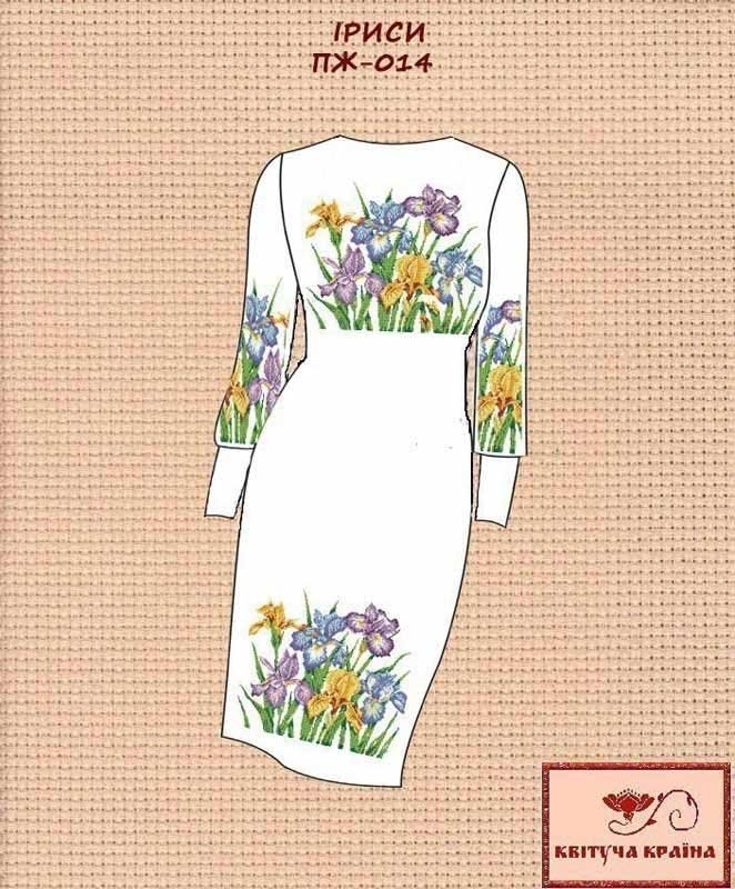 Фото Заготовка платья вышиванка Квітуча Країна ПЖ-014 Ирисы