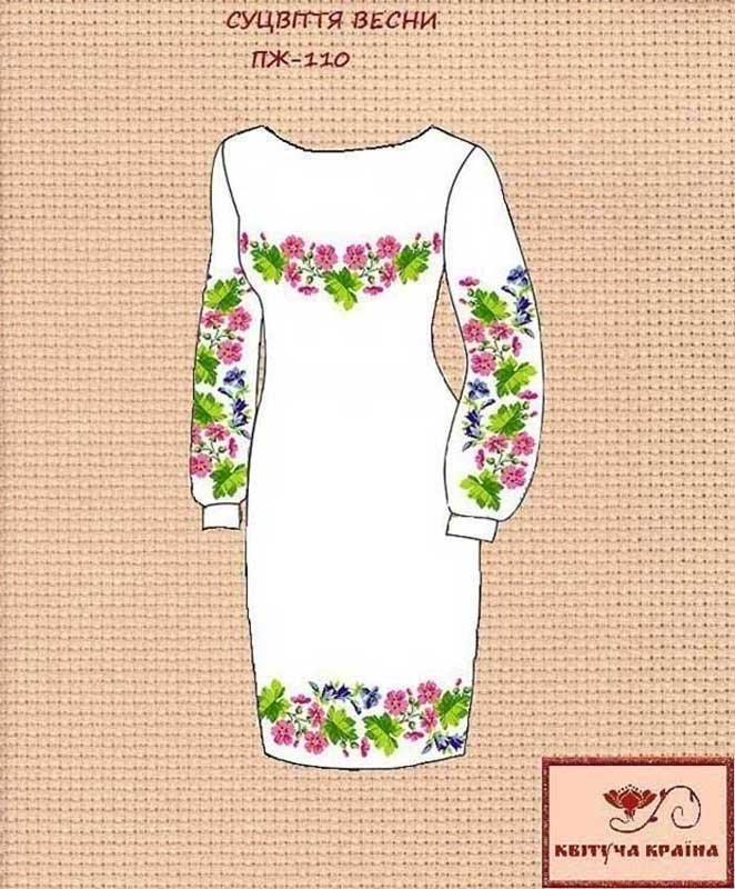 Photo Blank embroidered dress Kvitucha Krayna PZH-110 Spring inflorescences