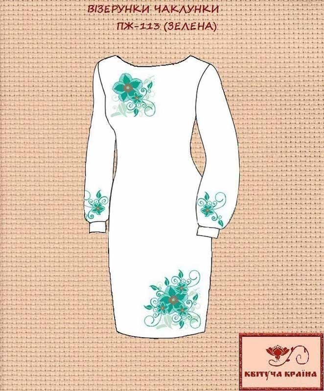 Фото Заготовка плаття вишиванки Квітуча Країна ПЖ-113z Візерунки чаклунки зелена