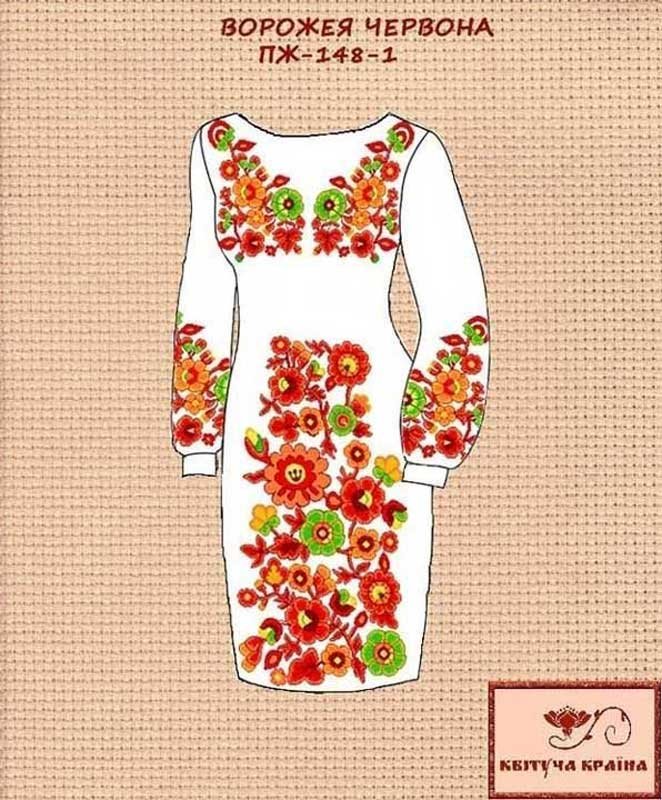 Фото Заготовка плаття вишиванки Квітуча Країна ПЖ-148-1 Ворожея червона