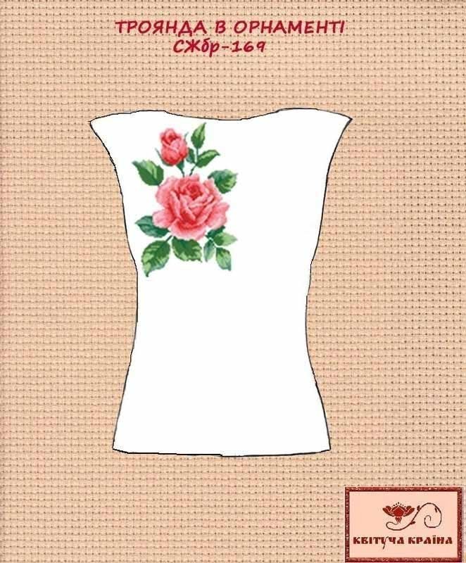 Photo Blank embroidered shirt for women sleeveless SZHbr-169 Roses in ornament