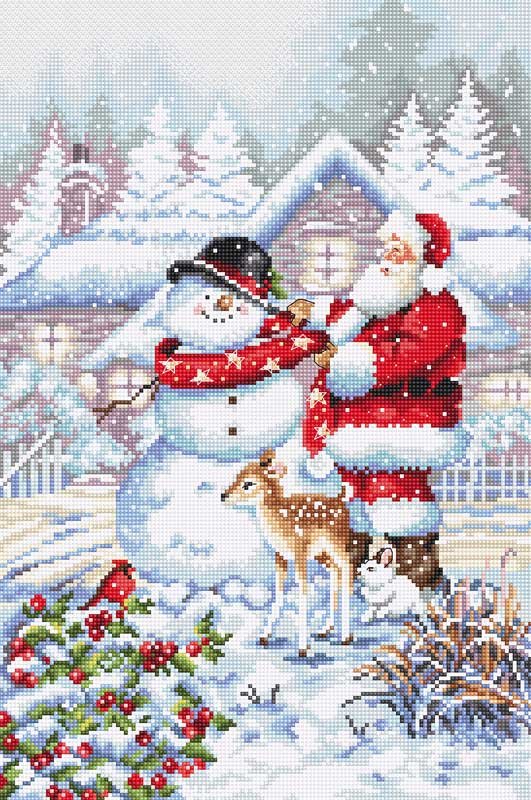 Photo Cross Stitch Kits LetiStitch L8015 Snowman and Santa