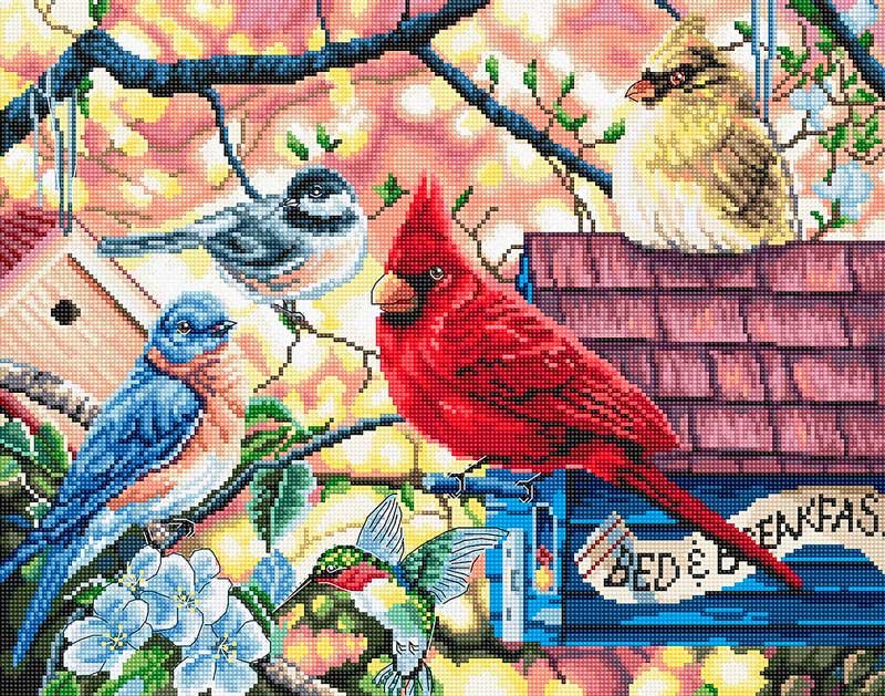 Фото Набор для вышивки крестом LetiStitch L8062 Весенние певчие птицы