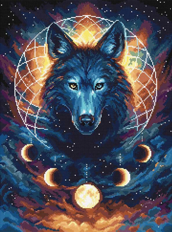 Photo Cross Stitch Kits LetiStitch L8069 Dream Catcher Wolf