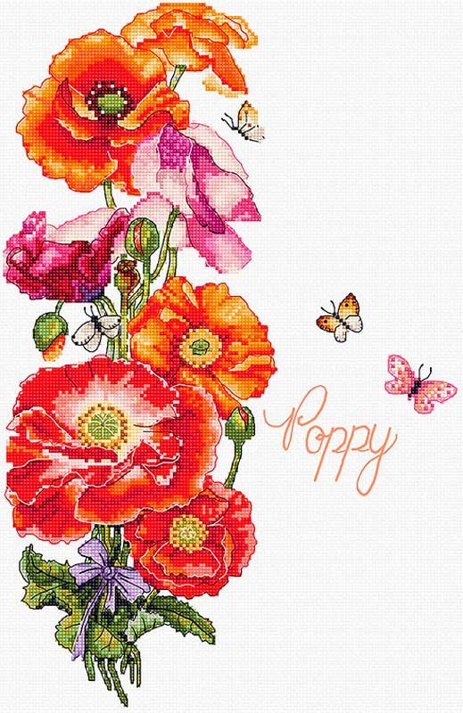 Photo Cross Stitch Kits LetiStitch L8075 Poppy / Coquelicot