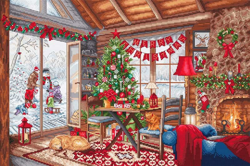 Photo Cross Stitch Kits LetiStitch L8105 Christmas Cabin