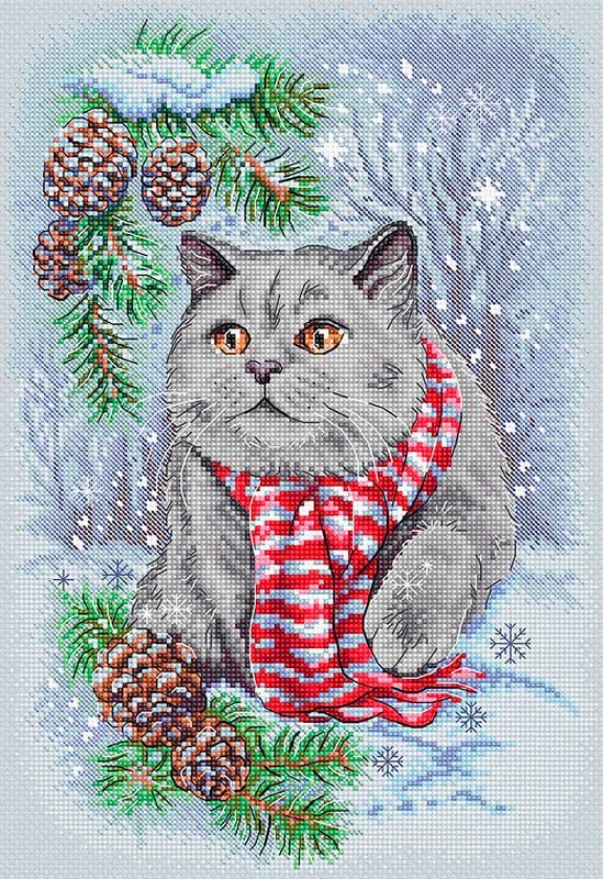 Photo Cross Stitch Kits LetiStitch L8997 Winter Cat (discontinued)