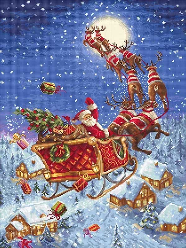 Photo Cross Stitch Kits LetiStitch L958 The reindeers on its way!