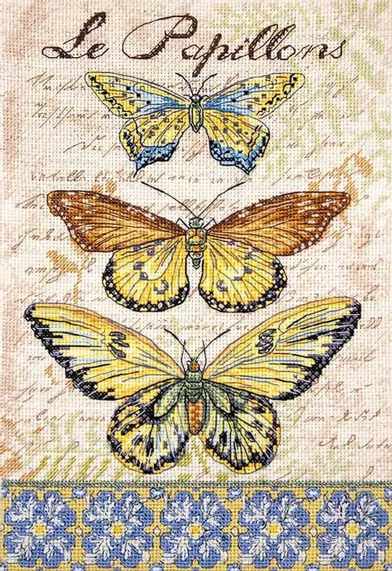 Photo Cross Stitch Kits LetiStitch L975 Vintage Wings-Le Papillons