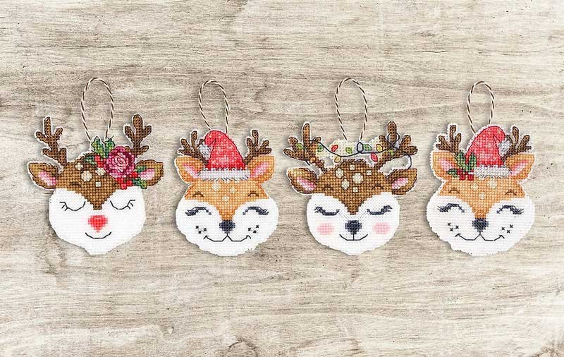Foto Christmas toy Embroidery thread Luca-S JK032 Fox cubs and deer