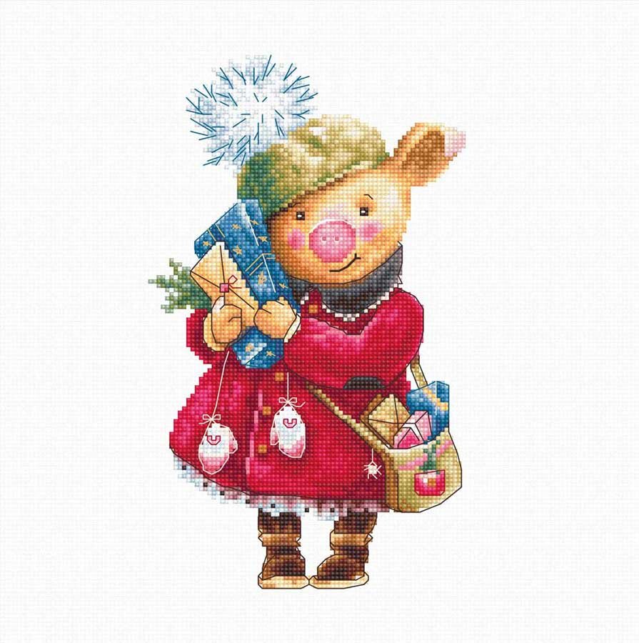 Фото Набір для вишивання хрестиком Luca-S B1153 Різдвяна свинка