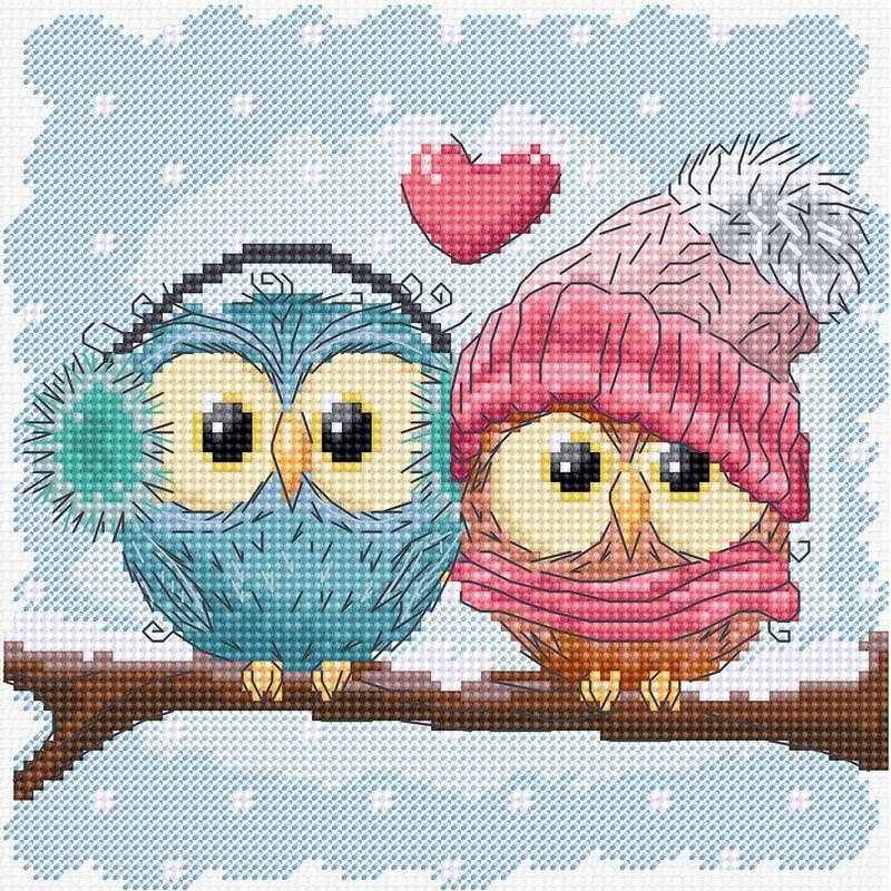 Foto Cross Stitch Kits Luca-S B1400 Two cute owls