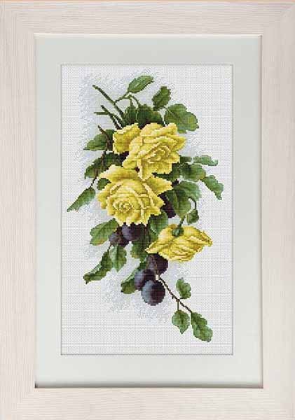 Фото Набір для вишивання хрестиком Luca-S B2230 Жовті троянди з виноградом