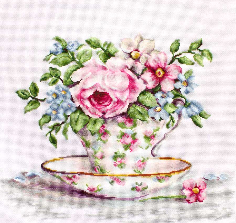 Фото Набір для вишивання хрестиком Luca-S B2321 Квіти в чайній чашці