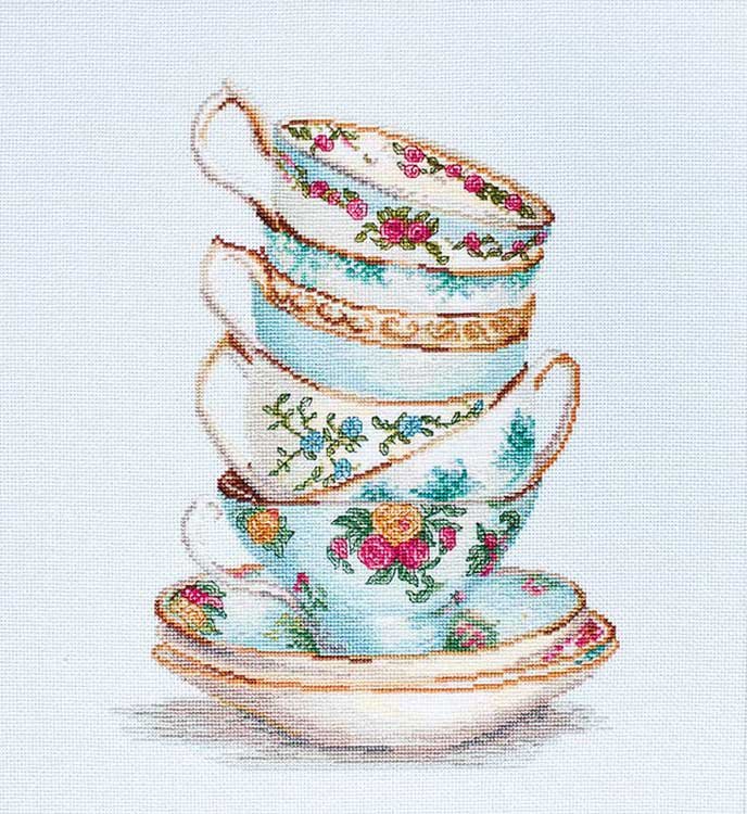 Фото Набір для вишивання хрестиком Luca-S B2325 Бірюзові чайні чашки