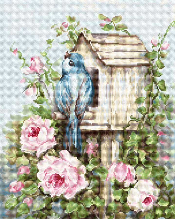 Foto Cross Stitch Kits Luca-S B2352 Bird House & Roses (discontinued)