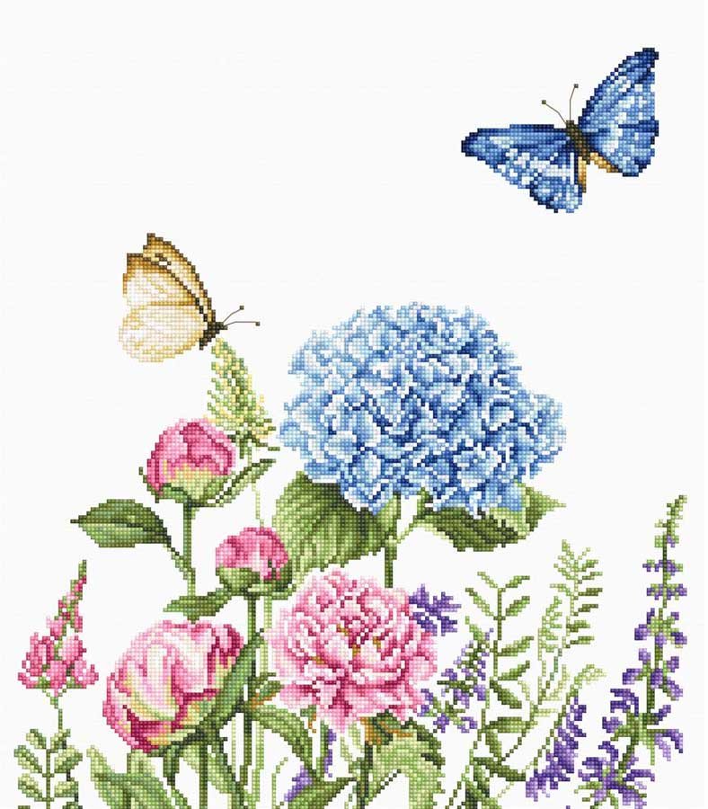Foto Cross Stitch Kits Luca-S B2360 Summer flowers and butterflies