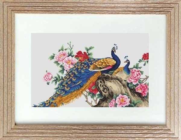 Foto Cross Stitch Kits Luca-S B460 Two peacocks