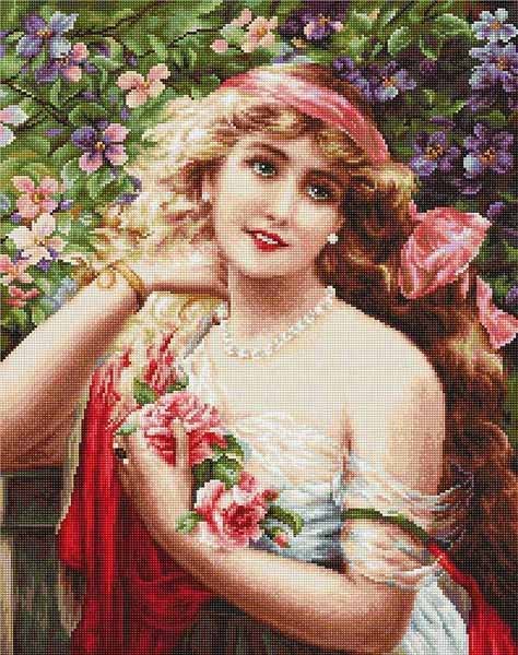 Foto Cross Stitch Kits Luca-S B549 Girl with roses