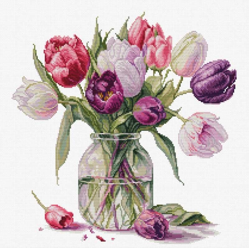 Фото Набір для вишивання хрестиком Luca-S B7029 Букет тюльпанів