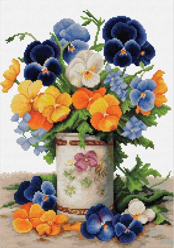 Foto Cross Stitch Kits Luca-S B7035 A bouquet of pansies