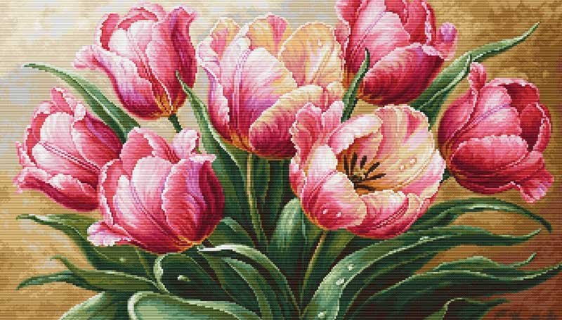 Embroidered Cross Stitch Kits Luca-S B718 Elegant Tulips Foto Cross Stitch Kits Luca-S B718 Elegant Tulips