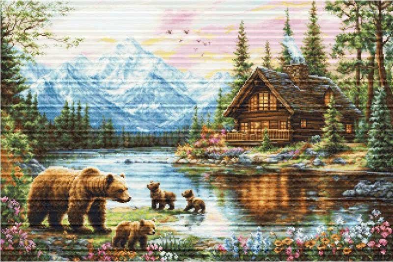 Embroidered Cross Stitch Kits Luca-S B726 The Adventure of the Bear Cubs Foto Cross Stitch Kits Luca-S B726 The Adventure of the Bear Cubs