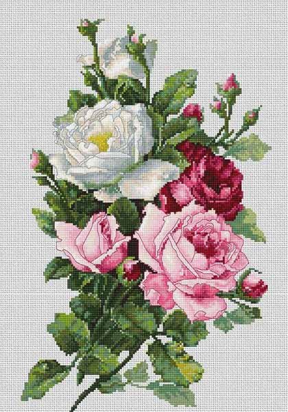 Фото Набір для вишивання хрестиком Luca-S ВА22855 Букет з троянд