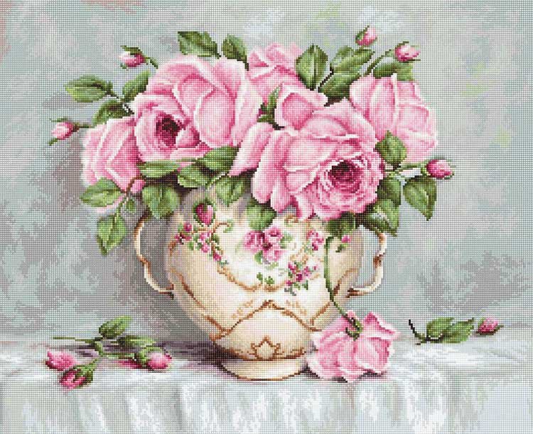 Foto Cross Stitch Kits Luca-S BA2319 Pink roses (discontinued)