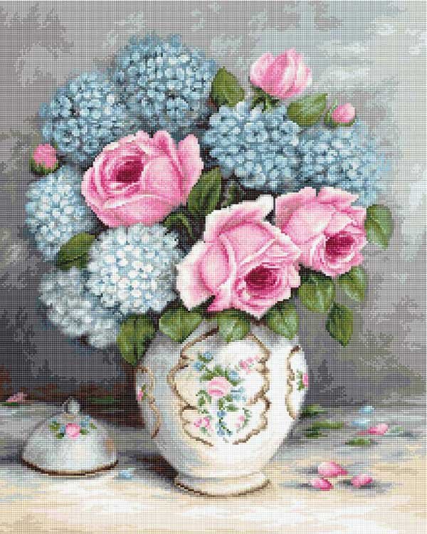 Foto Cross Stitch Kits Luca-S BA2322 Roses and hydrangeas (discontinued)