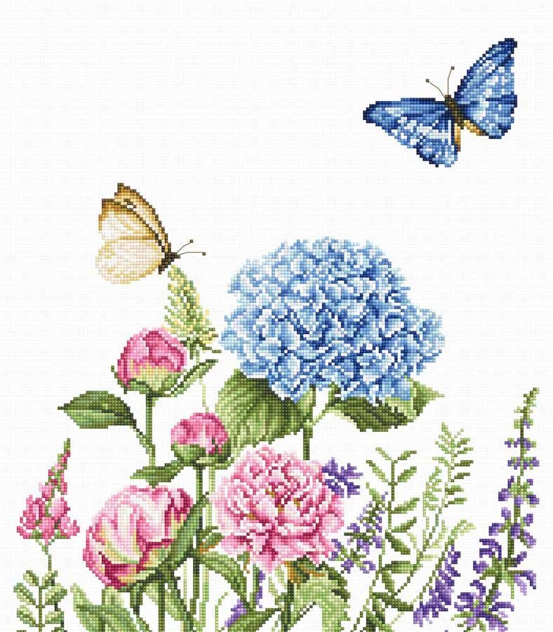Фото Набір для вишивання хрестиком Luca-S ВА2360 Літні квіти і метелики