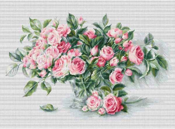 Фото Набір для вишивання хрестиком Luca-S BL22866 Букет чайних троянд