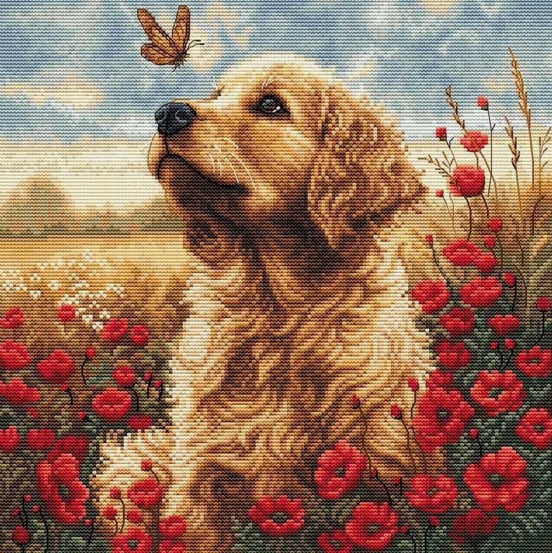 Foto Cross Stitch Kits Luca-S BU5073 Meeting in a blooming field