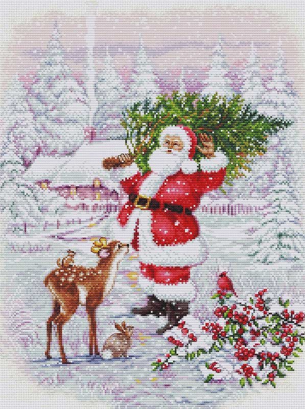Фото Набір для вишивання хрестиком Luca-S BU5098 Санта-Клаус з ялинкою
