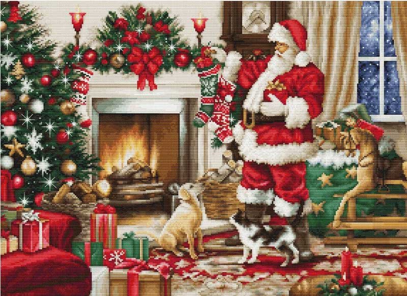Відшитий Набір для вишивання хрестиком Luca-S BU5100 Інтер'єр Санти Фото Набір для вишивання хрестиком Luca-S BU5100 Інтер'єр Санти