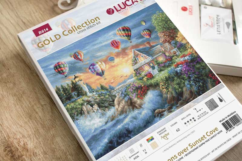 Foto 2 Cross Stitch Kits GOLD collection Luca-S B614 Hot air balloons over Sunset Cove