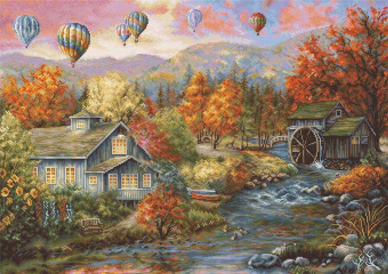 Foto Cross Stitch Kits GOLD collection Luca-S B616 Mill of the autumn stream