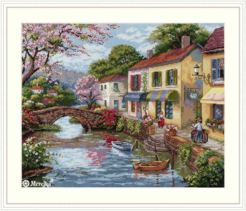 Photo Cross Stitch Kits Merejka K-174 Quaint Village Shops