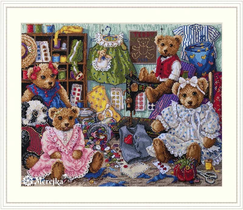 Photo Cross Stitch Kits Merejka K-203 Teddy Bear Wear