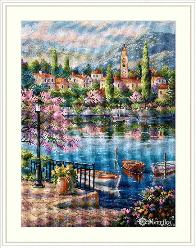 Photo Cross Stitch Kits Merejka K-204 Village Lake Afternoon