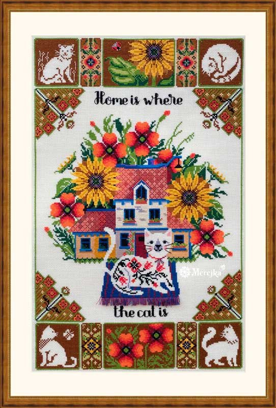 Photo Cross Stitch Kits Merejka K-220 The house is where the cat is