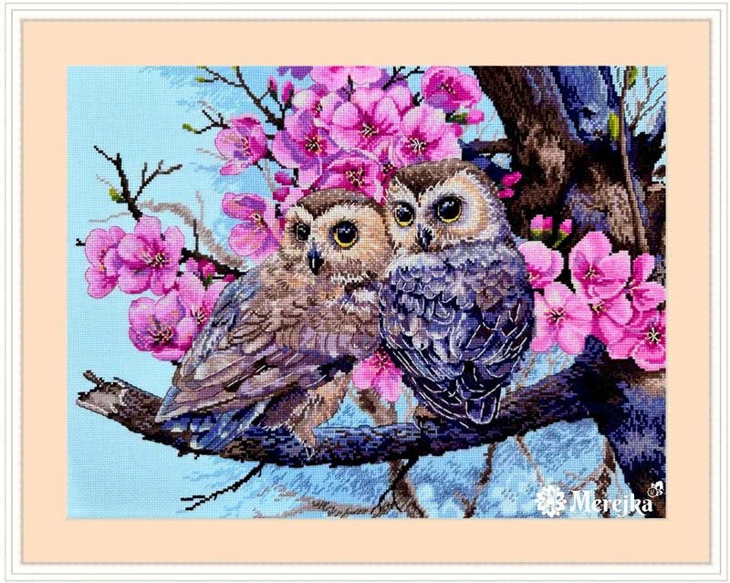 Photo Cross Stitch Kits Merejka K-228 Two owls