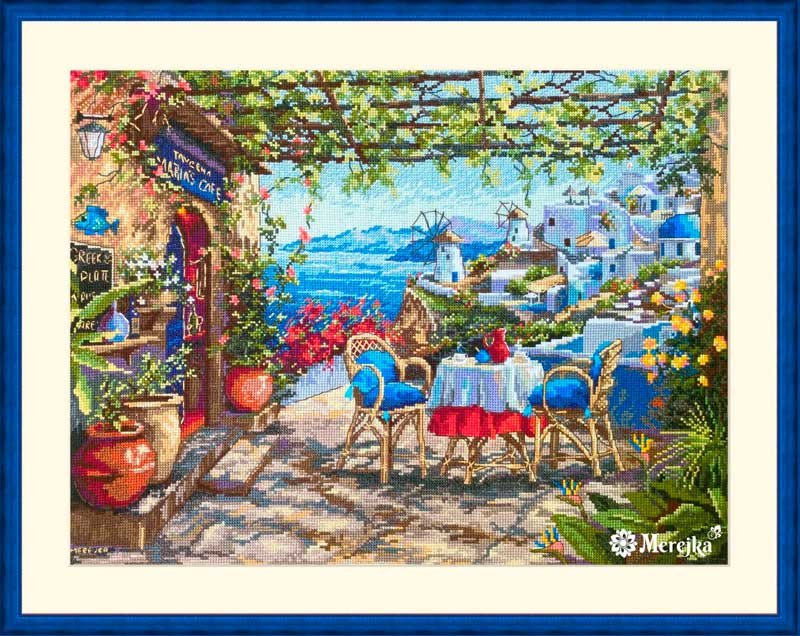 Photo Cross Stitch Kits Merejka K-230 Santorini View from the terrace