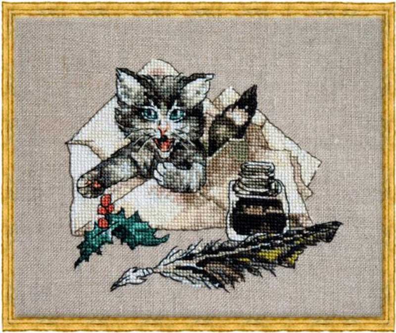 Фото Набір для вишивання хрестиком NIMUE 115K Дивись - у мене кішка!/Chat va?