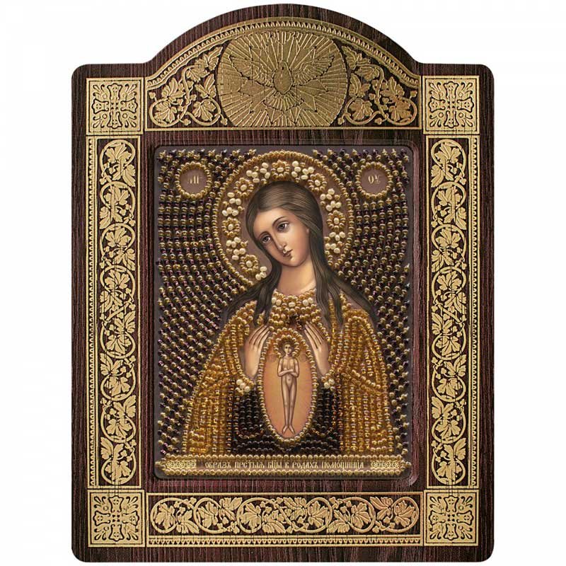 Photo Bead embroidery kit withfigured frame Nova Sloboda CH8008 Image of the Holy Virgin. In the birth assistants