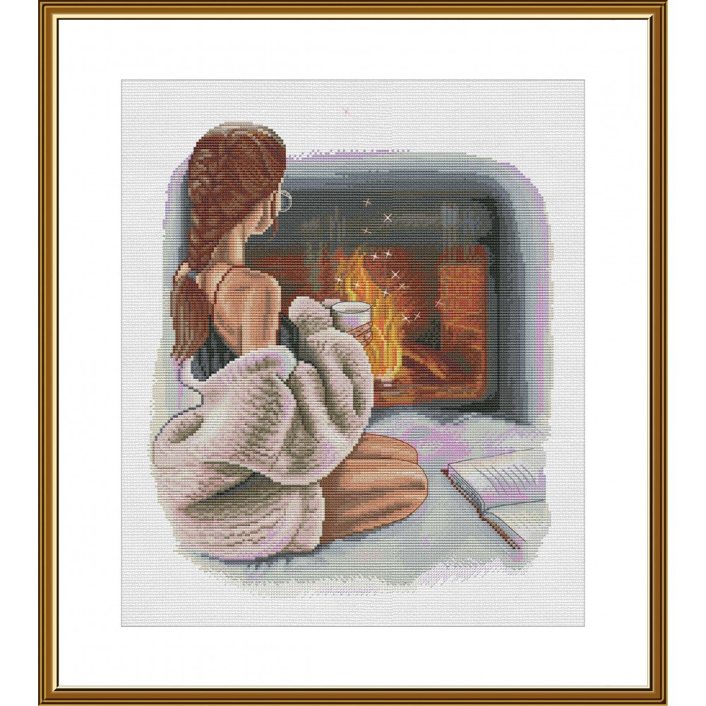 Foto Thread embroidery kit Nova Sloboda PE3542 The warmth of a home hearth