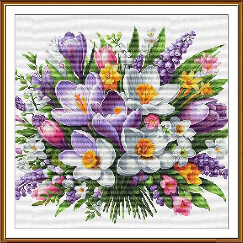 Foto Thread embroidery kit Nova Sloboda PE3562 A colorful bouquet ()