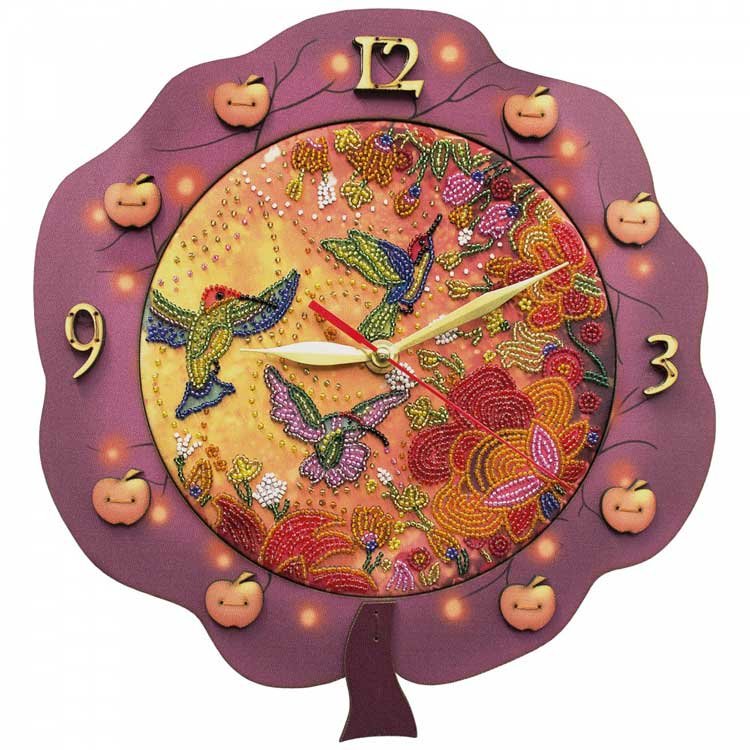 Фото Набір для створення годинника з вишитою основою Нова Слобода РТ6515 Райські птахи